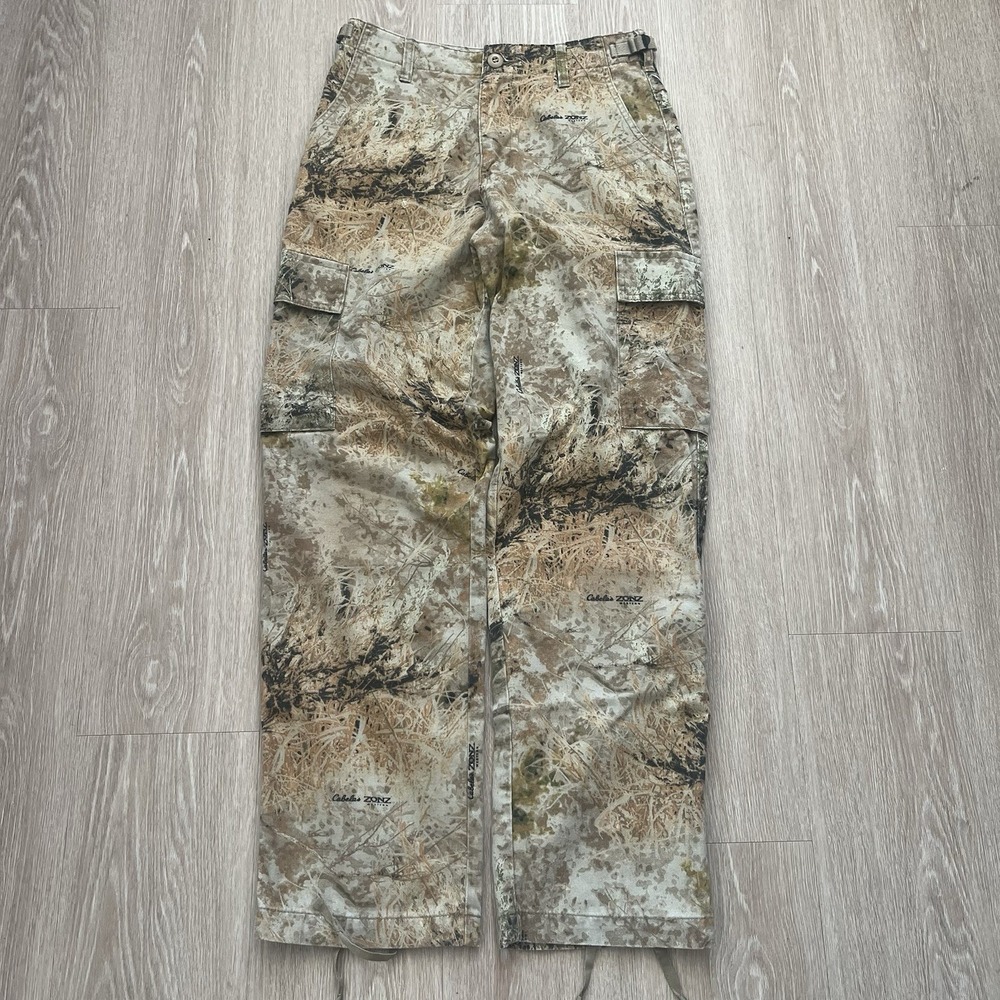 Cabelas Zonz Western Camo Pants Mens 30 Cargo Adjustable Waist Hunting